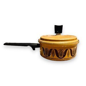 Ekco Eterna Mustard Brown Pan w Lid 7” Diameter